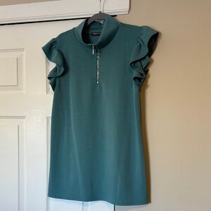 HEIMISH Teal Ruffle Sleeve top